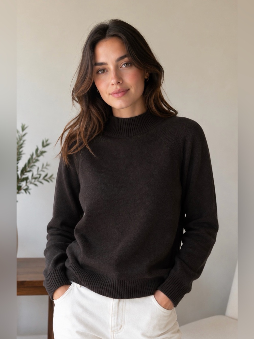 Everlane Cotton Mock Turtleneck Sweater Small Staple Piece Classic